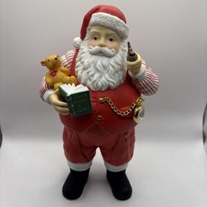 Department 56 HO HO HO‎ Santa With Pipe Reading Bear Pocket Watch Figure Read